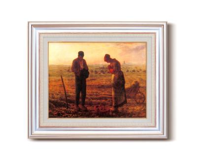 【初めての絵画】ミレー『晩鐘』 銀の額 飽きの来ない6号サイズ 複製画 洋画 有名な絵画 油絵 ミレー 【晩鐘-ばんしょう】複製画