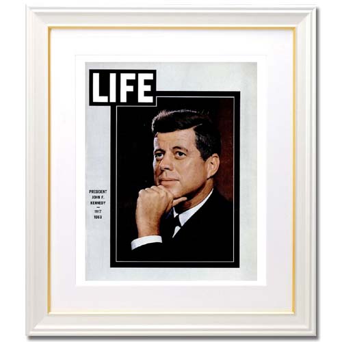 【LIFE アメリカンレトロアート】ポスター フレーム付き 壁掛け 歴史的カバーを飾る おしゃれインテリア ビンテージ 雑誌カバーの復刻デザインケネディ 暗殺事件追悼号