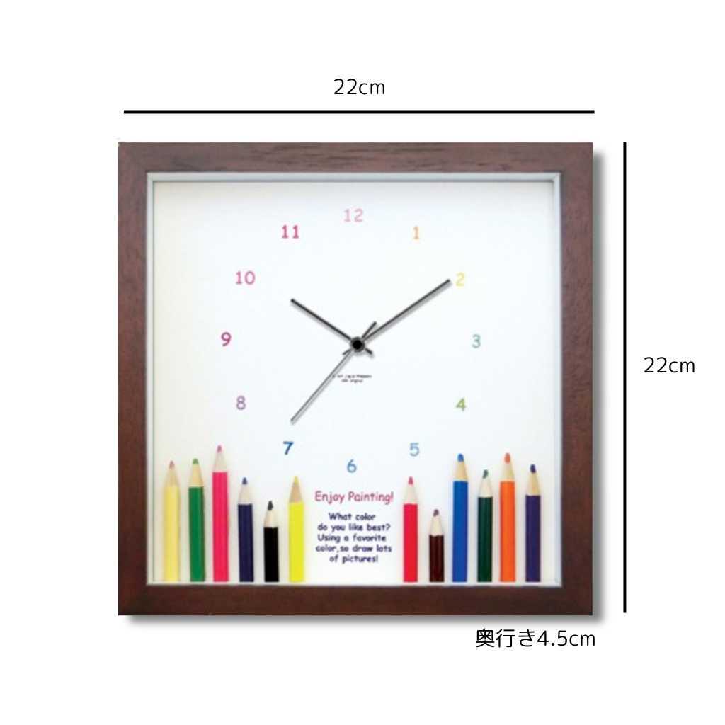 色鉛筆の掛け時計 音がしない 小さめ 22cm 時計 壁掛け かわいい 掛け時計 壁掛け時計 とけい 壁飾り 子供部屋 プレゼント 2