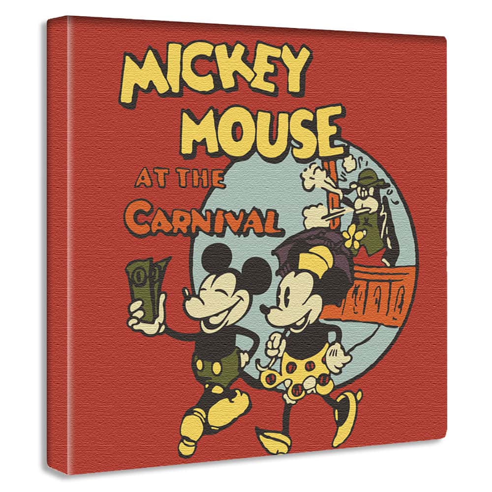 レトロ ミッキー ミニー | アートパネル | Disney公式カード入 | 30cmx30cm | 30cmx30cm ディズニー絵画 インテリア壁飾り キッズスペース装飾 子供部屋 誕生日プレゼント 女の子 男の子のサムネイル