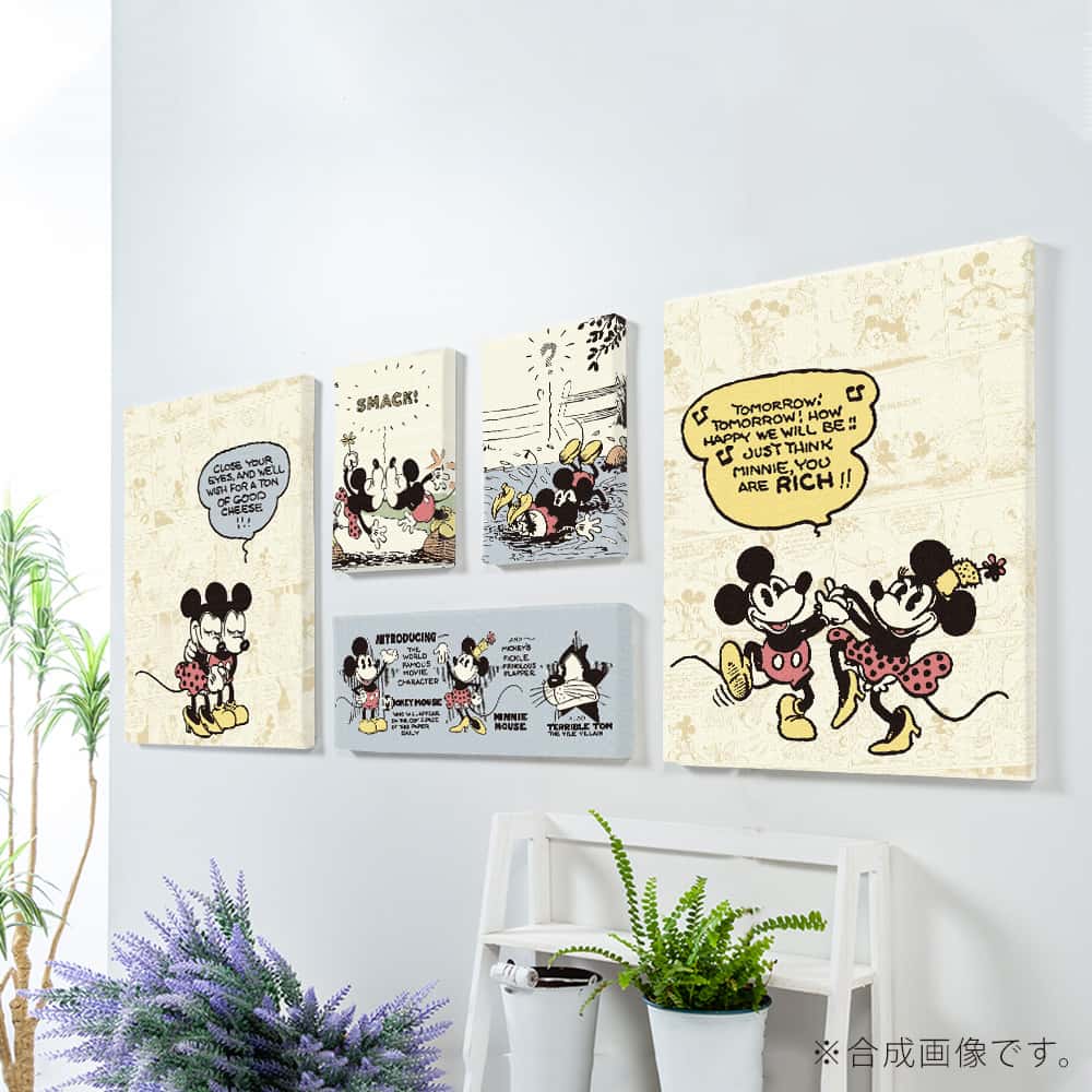 Disney 5枚組 アート 絵画 パネル Mickey Minnie 絵画 複合画 アレンジ自在 オリジナル ファブリックパネル セットで飾れる ミッキーマウス 壁飾り 壁掛けアート専門店東京アートラボ人気 ディズニー キャラクター 壁掛け 花差し 絵 ミッキー ミニー グッズ アートパネル