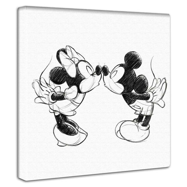 ミッキー＆ミニー ミッキーマウス Disney アートパネル ファブリックパネル インテリア 壁掛け 絵 ポスター 映画 ディズニー お土産 かわいい おしゃれ 壁飾り キャンバス ボード アニメ イラスト プレゼント キャラクター Mサイズ 軽量 スケッチ 韓国 恋人のサムネイル
