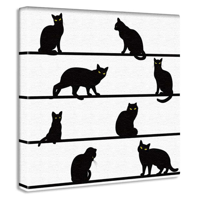 ＼お買い物マラソン P2倍／ 黒猫の絵 アートパネル キャンバス おしゃれ インテリア 絵画 壁掛け キャンバス テレワーク 撮影 背景 キャット キャッツ キャットウォーク ねこだらけ ポップ カジュアル 教室 サロン 病院 クリニックのサムネイル