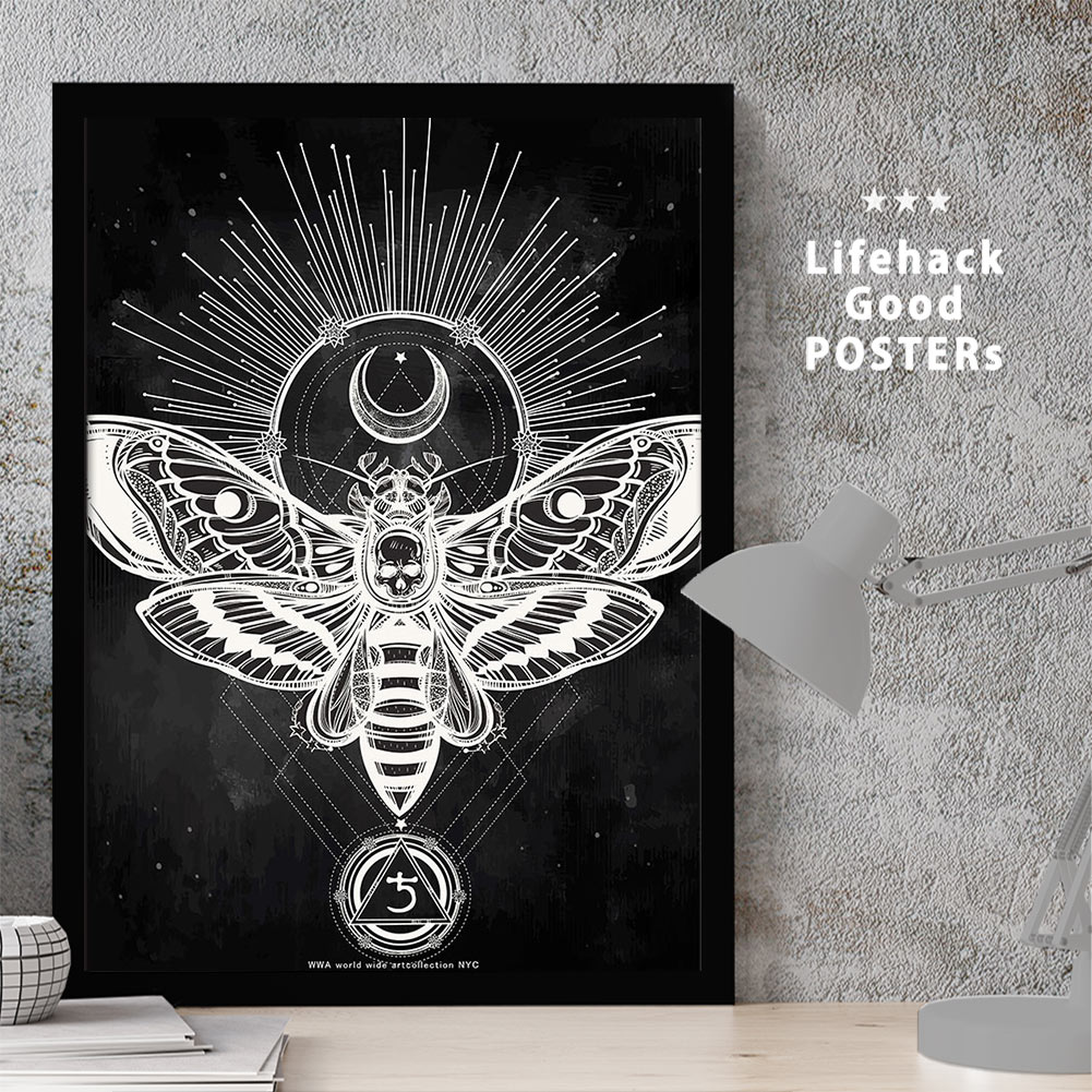 【大感謝祭限定クーポン】 アートプリントフレーム A3ポスター フレーム付き 錬金術 デスヘッド スズメガ 雀蛾 シンボルマーク 古代エジプト神話 シュメール 古代宗教 紋章 暗号 守り神 クリスマス プレゼント ギフト