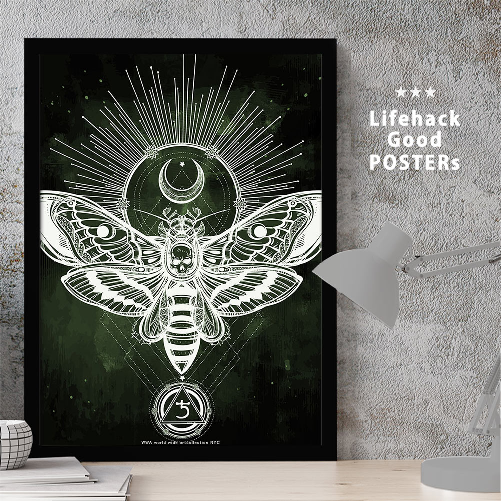 【大感謝祭限定クーポン】 アートプリントフレーム A3ポスター フレーム付き 錬金術 デスヘッド スズメガ 雀蛾 シンボルマーク 古代エジプト神話 シュメール 古代宗教 紋章 暗号 守り神 クリスマス プレゼント ギフト