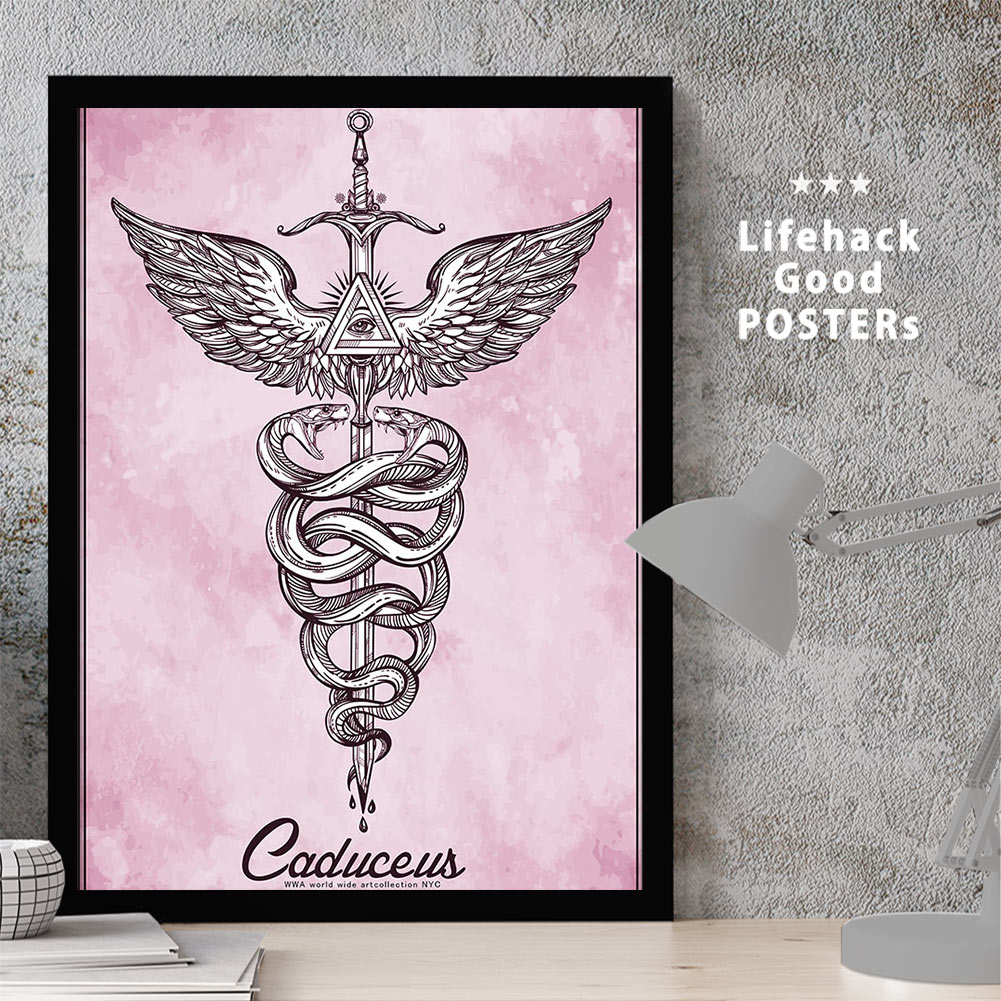 アートプリントフレーム A3ポスター フレーム付き 伝令使 蛇の杖 カドセウス シンボル ヘラ イーリス エジプト シュメール 古代 神話 神 守り神