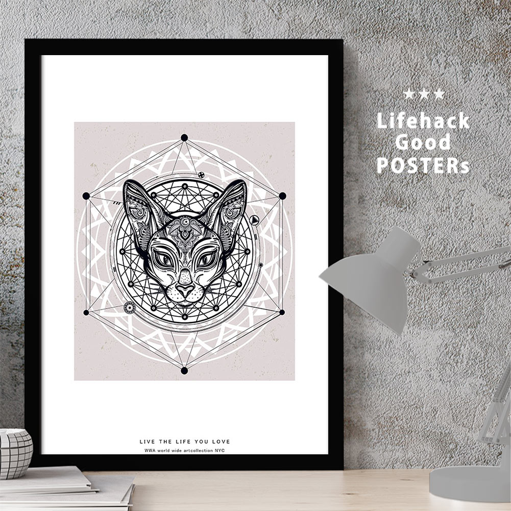 アートプリントフレーム A3ポスター フレーム付き バステト エジプト 猫 Bastet 古代神話 エジプト 守護神 守り神 文明