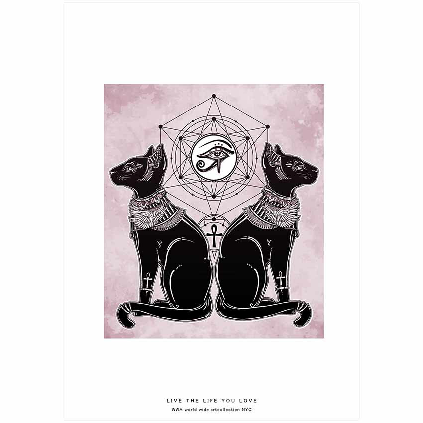 ポスター A3 バステト Bastet 猫 エジプト 神話 魔法陣 記号 暗号 古代文明 宗教 インテリア アートポスター