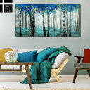 [割引クーポン配布中] 絵画 北欧風の壁アート NORDIC FOREST BLUE TEAL 壁掛け アートパネル インテリア 自然 風景 森 林 白樺 癒し リビング 玄関 ベッドルーム ホテル モダン 青 緑