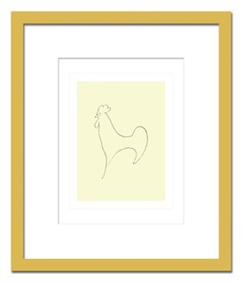 ピカソ 絵 額入り アートポスター 鶏 Pablo Picasso Coq Detail1907 おんどり 天然木フレーム 大きいサイズ 紐付き 鳥の絵 ナチュラルカラー ラインアート