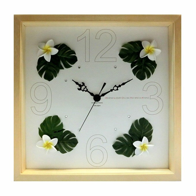 時計 壁掛け ハワイアン 黄色 花飾り付き SI...の商品画像