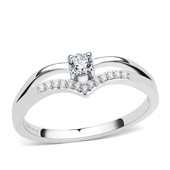 ステンレスリング ハーフエタニティ2ラインデザインCZストーンリング rd030 サージカルステンレス製リングSUS316L 金属アレルギー対応 エンゲージリン...