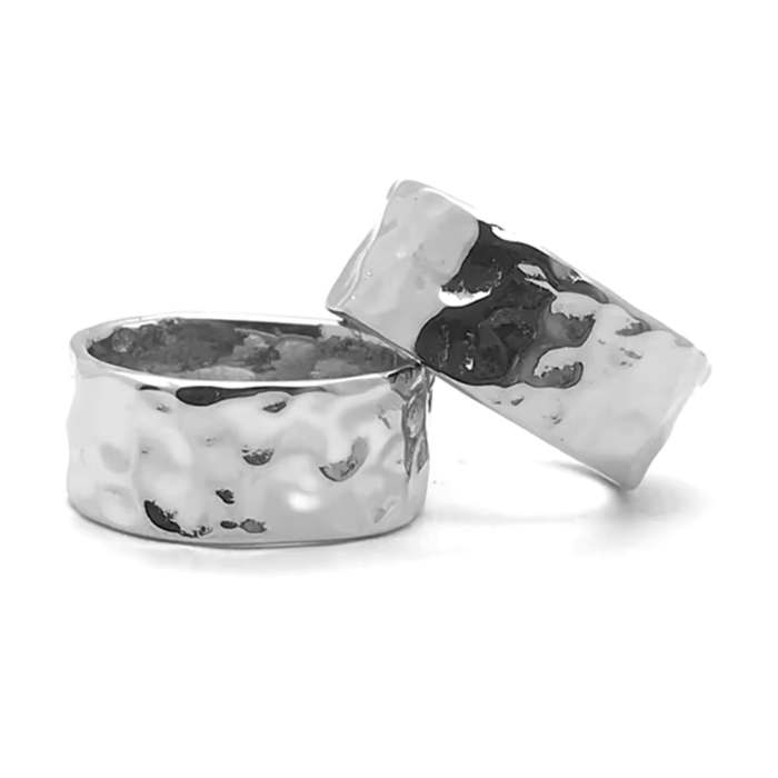 メンズリング サージカルステンレス製9mm幅シルバーカラーハンマー仕上げのデザインリング btr05 金属アレルギー対応 指輪 シルバーリング 金属アレルギー対応 アンティーク