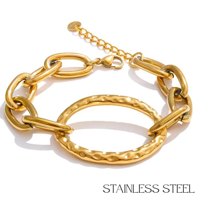 ステンレスブレスレットサージカルステンレス製大きなサークルチャームのデザインブレスレット alnb44 金属アレルギー対応 ステンレス製ブレスレット メール便送...