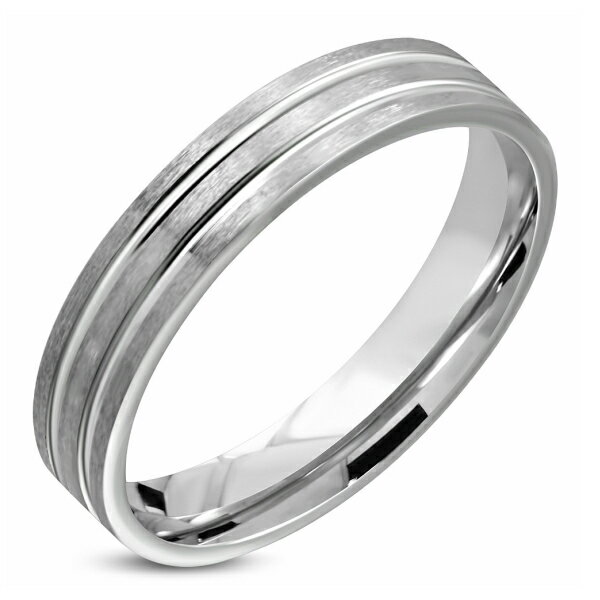 ステンレスリング/マット仕上げ 溝付きコンフォートフィットフラットバンドリング5mm幅　/メンズリング
