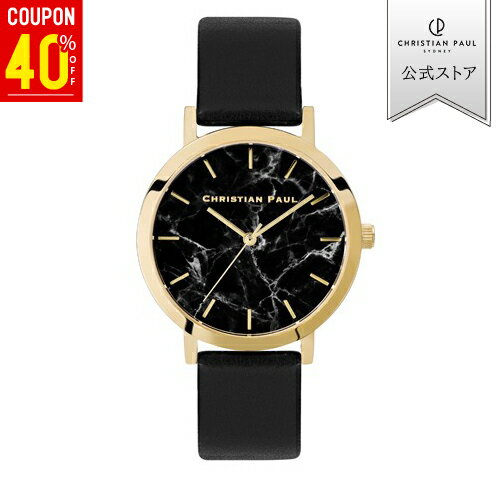 【期間限定40％OFF！】【公式ストア】 Christian Paul クリスチャンポール 【2年保証】 【送料無料】マーブルコレクション ML04BKYG 35mm 腕時計 ウォッチ レディース クオーツ 5気圧防水 マーブル 大理石 35mm イタリアンレザー プレゼント ギフト