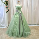 【訳あり】カラードレス グリーン 9号 ウェディングドレス パーティドレス プリンセスライン 演奏会用 舞台衣装 ステージ衣装 二次会 花嫁衣裳 前撮り 後撮り...
