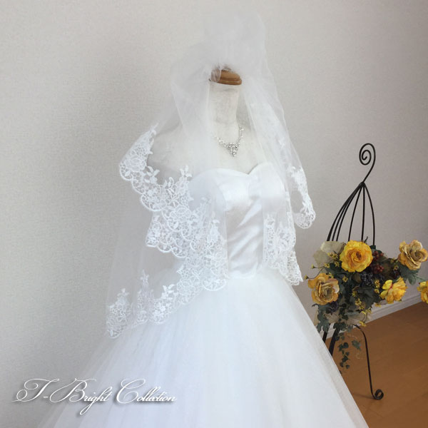 【NEW】ウエディングベール　オフホワイト　花柄レース刺繍 ブライダル ヴェール 結婚式 花嫁 ヘアアク..