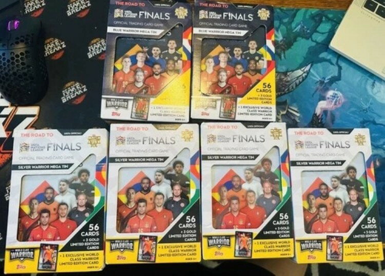 6個セット 未開封 Topps Match Attax UEFA ネーションズリーグ 決勝戦 メガ缶 ブルー シルバー