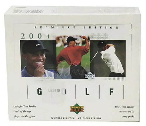 NEW 2001 Upper Deck Golf Premiere Edition Sealed Packs Box 24 Tiger Woods TW USA◇商品の仕様◇状態：新品／工場未開封：新品、未使用、未開封、未損傷の商品（ハンドメイド商品を含む）。状態については…続きを読むスポーツ：ゴルフタイプ：スポーツトレーディングカードリーグ：ボクシングセット：2001 Upper Deck構成：パックメーカー：Upper DeckUPC：該当なし◇注意事項◇※以下の注意事項をご理解のうえ、ご購入ください※◆ 未開封ボックスについて当店で取り扱っているトレーディングカードボックスは、全て未開封の状態で仕入れております。外装（シュリンクや箱など）には、製造・輸送時に伴う軽微なダメージが生じる場合がございます。シュリンクの浮きやヨレ外箱のへこみ・スレ・小さな破れ製造段階での外装の個体差なお、外装の状態に関するご要望（完璧な美品など）には対応できかねる場合がございますので、予めご了承ください。※オールドパック／絶版ボックスについて年代物や絶版商品の場合、経年による外箱の劣化やシュリンクの変色・破損がある場合がございます。コレクション目的の方は、画像・説明文を十分ご確認のうえご購入ください。◆ 在庫状況について当店の商品は海外から取り寄せております。ご購入のタイミングによっては在庫切れとなる場合がございます。その際はご連絡のうえ、ご注文をキャンセルさせていただく場合がございます。◆ ご注文後のキャンセルについてご注文と同時に商品のお取り寄せを開始するため、お客様都合によるキャンセルは承っておりません。◆ 配送についてお届けまでに通常2〜3週間ほどかかります。海外の祝日や天候、税関手続きにより通常より配送が遅れる可能性がございます。◆ 保証について商品説明に英語で「保証（warranty）」と記載があっても、日本国内では適用されませんのでご了承ください。当店では、商品到着後7日以内の初期不良に限り、対応させていただきます。◆ 商品の色・素材感について撮影環境やモニター設定により、実際の商品と色味や質感が異なる場合がございます。◆ 価格変動について希少性の高い商品は市場価格の変動により追加料金をお願いする場合がございます。追加料金に同意いただけない場合、ご注文のキャンセルが可能ですので、ご希望の際はお申し付けください。◆ その他サービスについて海外製品の輸入代行も承っております。ショップに掲載されていない商品でもお探し可能ですので、お気軽にご相談ください。業者販売（業販）や複数購入の場合、割引対応も可能です。ご希望の方はお問い合わせください。