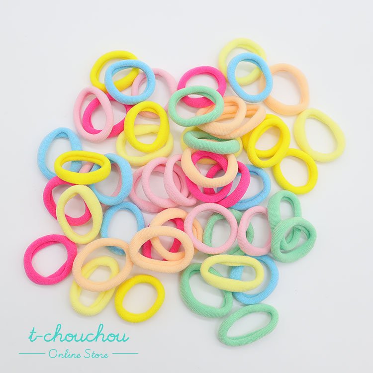 【メール便OK】カラフルパイルゴム 50個入り ミニサイズ アソートカラー キッズ 子供 ジュニア ヘアゴム tt-562