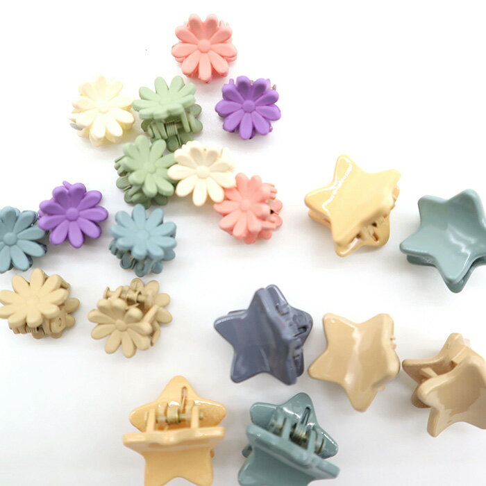 メール便OK ミニクリップ ジュニアクリップ お花 フラワー 12P 星 スター7P スター カラフル ヘアクリ..