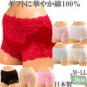 赤パンツ 赤いパンツ かわいい ショーツ 綿100 深履き ショーツ 深ばきショーツ レース セット 2枚 M:1/2 大きいサイズ LL L M お腹すっぽりショーツ 食い込まない 締め付けない ショーツ 日本製 ボクサーパンツ レディース 下着 shorts ladies 還暦祝い 母の日 プレゼント