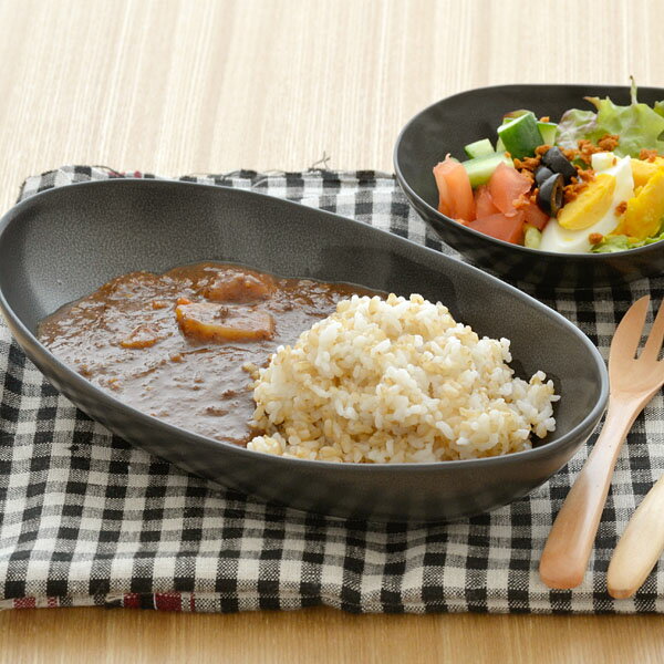 黒マット 楕円大鉢（inBASIC BLACK） カレー皿 パスタ皿 楕円 楕円鉢 黒 黒いお皿 オーバル食器 ホテル食器 カレーボウル 盛り鉢 カフェ食器 カフェ風 モダン