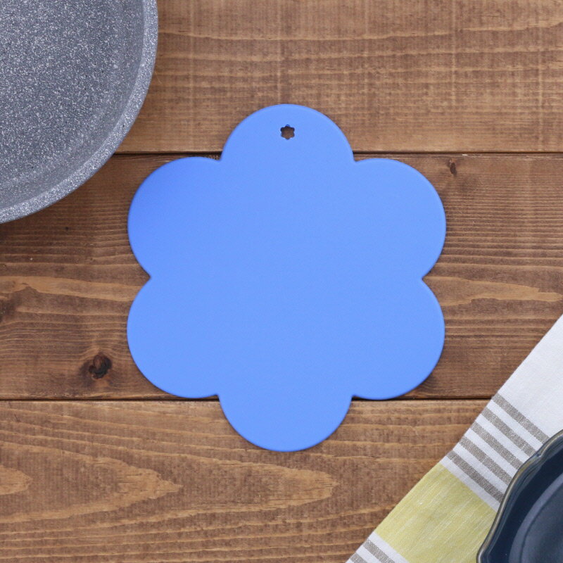 鍋敷き シリコン 19.5cm フラワー ブルー アウトレットキッチン雑貨 キッチン用品 シリコン製 食洗機対応