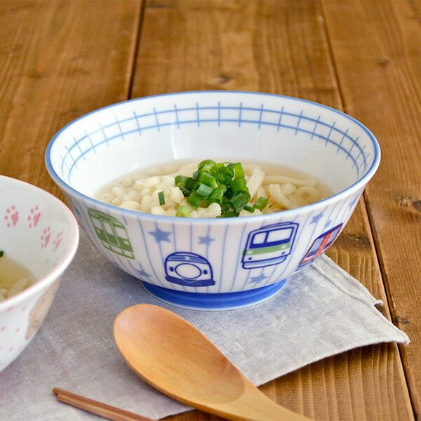 子供ラーメン丼　電車大好き　男の子用鉢 ボウル ラーメン うどん 丼ぶり どんぶり スープ 電車 男の子 かわいい 子…