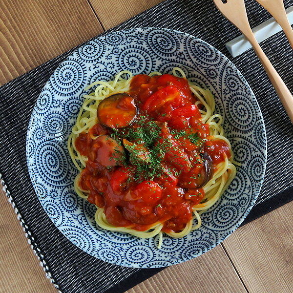 和食器 パスタ皿 （古染たこ唐草）カレー皿 和 カレーボウル パスタボウル 大鉢 大皿 食器 おしゃれ カフェ風 和モダン 和風 和柄