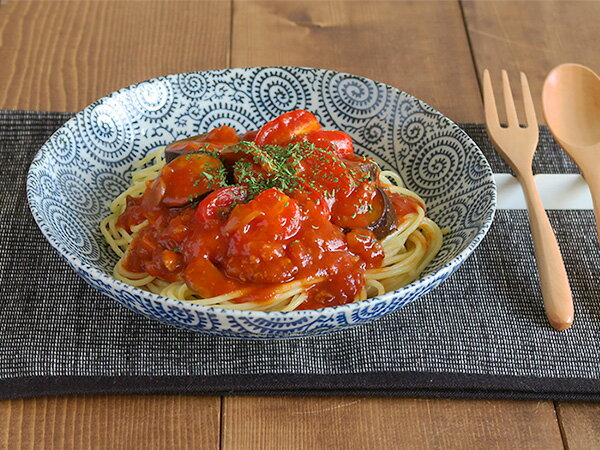 和食器 パスタ皿 （古染たこ唐草）カレー皿 和 カレーボウル パスタボウル 大鉢 大皿 食器 おしゃれ カフェ風 和モダン 和風 和柄