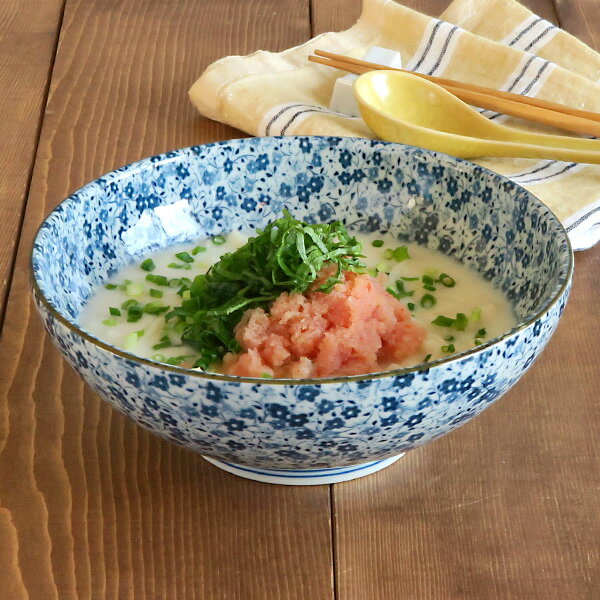 丼ぶり （藍染小花）麺鉢　大さぬ