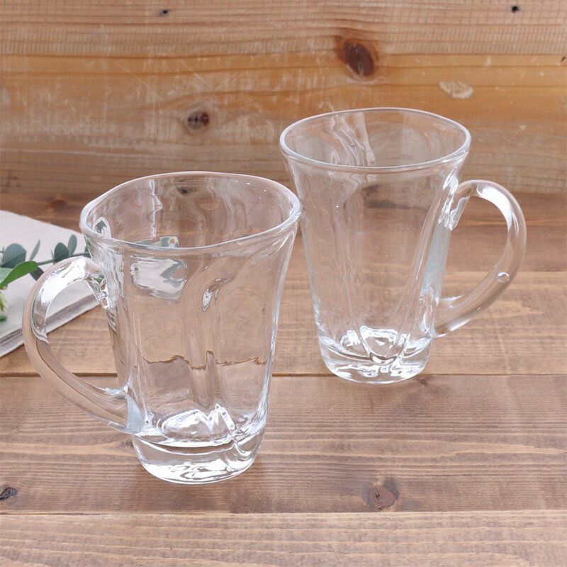 在庫限り ペアマグカップ 350cc フロウ クリア 手吹きガラス アウトレットマグカップ おしゃれ ガラスマグ コップ ビアマグ ペアグラス手作りガラス グラス カップ ガラ