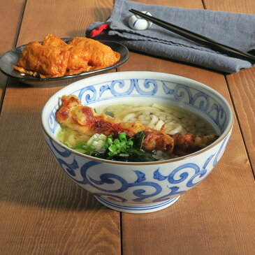 どんぶり　染唐草　うどん丼ぶりうどん鉢 蕎麦鉢 ラーメン鉢 そば丼ぶり ラーメン丼ぶり 麺鉢 盛鉢 大鉢 和食器 和の器 おしゃれ カフェ風 モダン 和柄 和風