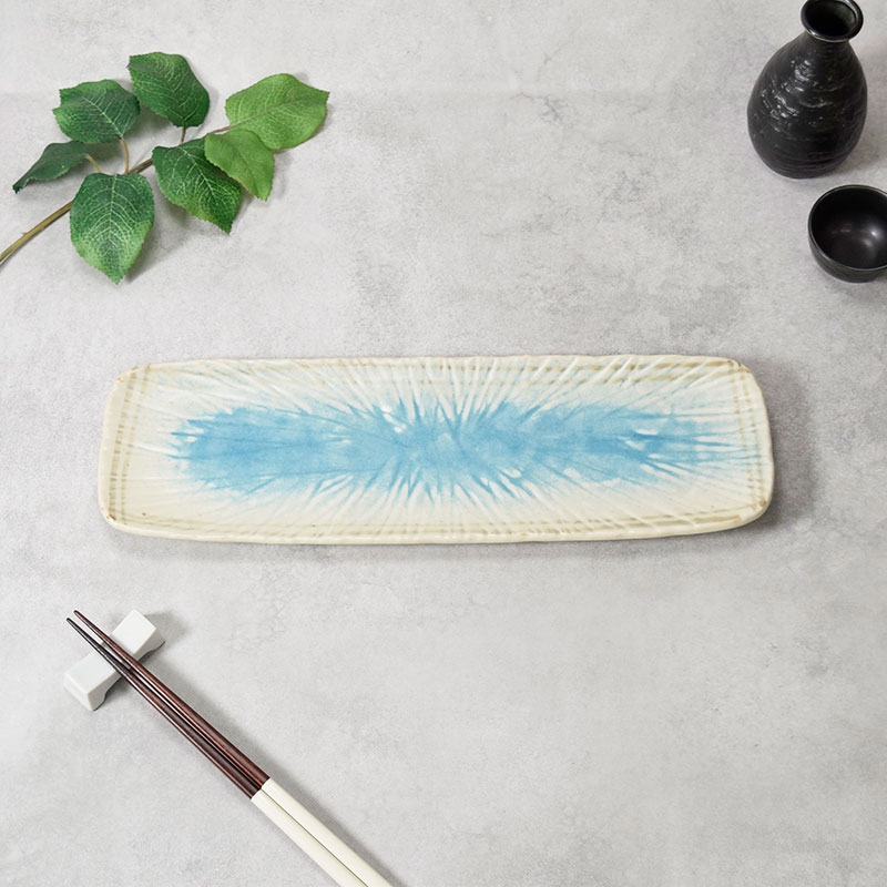 【299円クーポン ～11/16 23:59】長皿 35cm 角皿 雫 和食器和食器 磁器 日本製 美濃焼 おしゃれ 和モダン 角皿 長角皿 長皿 サンマ皿 さんま皿 焼き魚皿 お皿 皿 プレート 食器 大皿 盛り皿 スクエアプレート