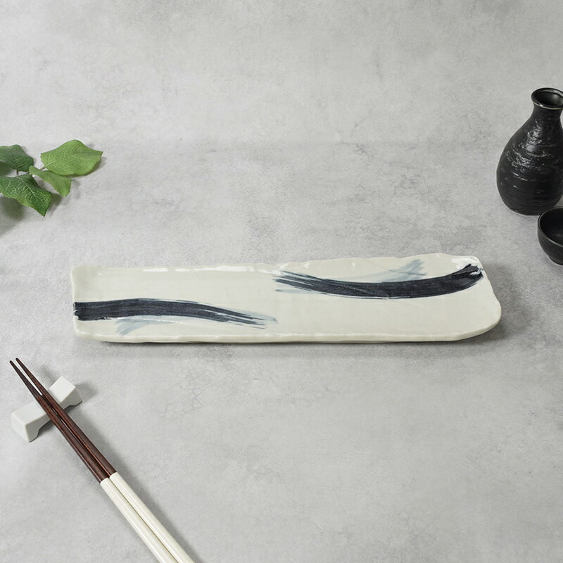 【299円クーポン ～11/16 23:59】長皿 36cm 曲水 和食器和食器 磁器 日本製 美濃焼 おしゃれ 和モダン 角皿 長角皿 長皿 サンマ皿 さんま皿 焼き魚皿 お皿 皿 プレート 食器 大皿 刺身皿 スクエアプレート