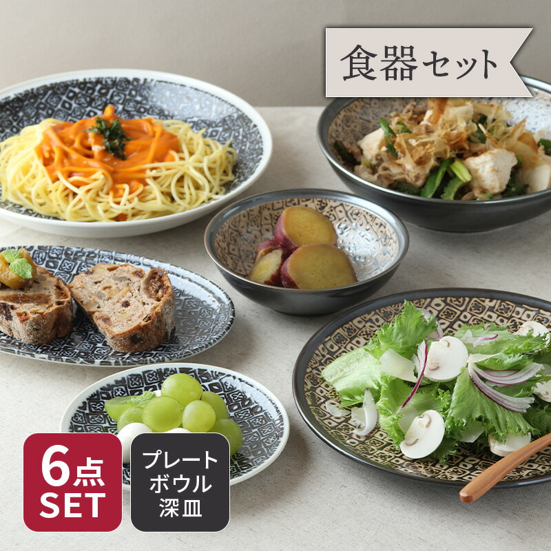 シーズ seedsシリーズ 6点セット 6種各1点ずつ 美濃焼 割引セット 送料無料和食器 プレート 中皿 取り皿 パスタ皿 カレー皿 デザートプレート 煮物鉢 サラダボウル 食器 食器セット セット食器 引っ越し 単身赴任 新生活