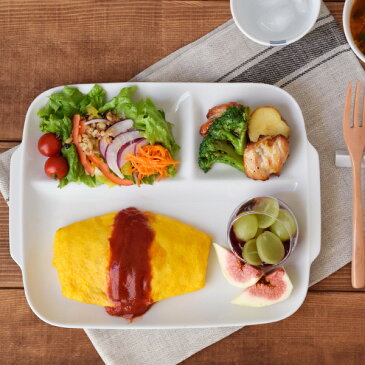 ランチプレート(ホワイト)フラットタイプ仕切り皿 ランチプレート 白い食器 カフェ食器 仕切りプレート アウトレット 食器 キッズ食器 キッズ 子供食器 おしゃれ