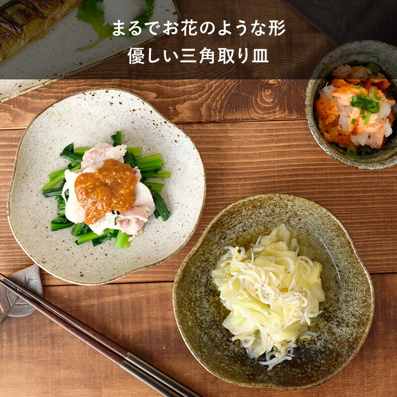 変形三角取り皿　17cm　和食器皿 プレート 取り皿 中皿 ケーキ皿 サラダ皿 副菜皿 前菜皿 一品料理 変形皿 食器 器 うつわ シック モダン カフェ食器 和カフェ おしゃ t-east-10025028 EAST table サンプル画像3