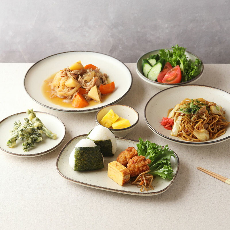 Creteクレタ シリーズ 6点食器セット 1人用洋食器 大皿 中皿 小鉢 中鉢 変形皿 パ...
