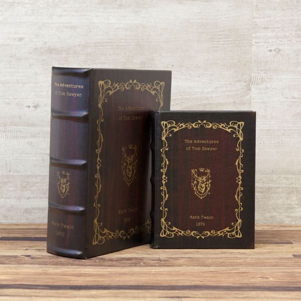 乐天商城 - 小物収納 小物入れ 整理用品 インテリア雑貨 家具 インテリア ヒストリーノーベル Tom Sawyer トムソーヤ シークレットブック アンティーク調 ブック型 シークレットボックス ポリウレタンレザー 伸縮する 蓋開閉しても大丈夫 アクセサリー 本棚に見せない収納 新品