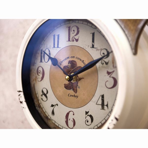 掛け時計 壁掛け時計 インテリア時計 家具 インテリア 壁掛時計 テキサスクロック カウボーイギター ギターモチーフ 時計 使い込だよう シャビー加工 渋い [3]