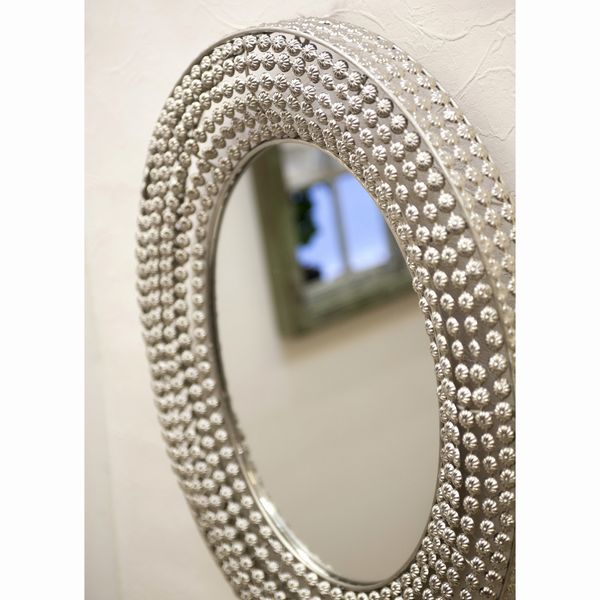 壁掛け鏡 ウォールミラー ミラー ドレッサー 家具 インテリア Elegante エレガンテ デコレーションミラー オーバル レクト シンプル 上品 真鍮縁取り 魅力的 大き目デザイン お部屋のイメージに合わせて 縦にも横にも飾れる 使い勝手いい 場所を選ばない 素敵 花柄表面 [2]