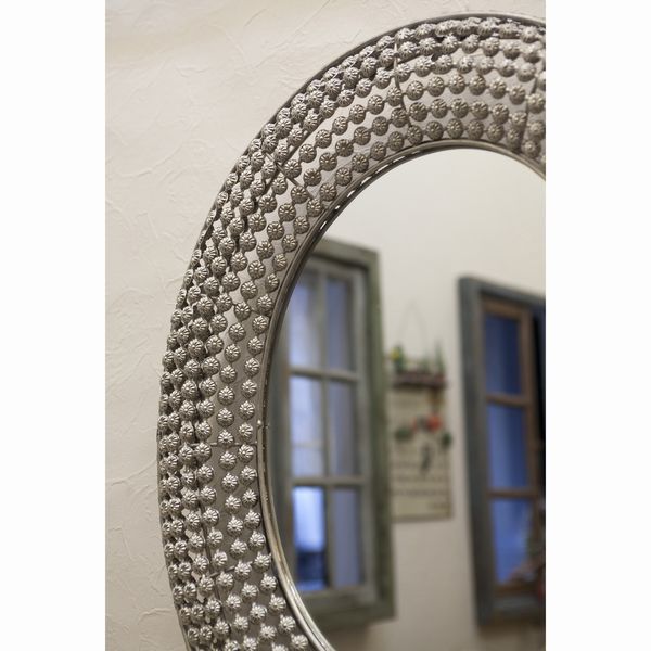 壁掛け鏡 ウォールミラー ミラー ドレッサー 家具 インテリア Elegante エレガンテ デコレーションミラー オーバル レクト シンプル 上品 真鍮縁取り 魅力的 大き目デザイン お部屋のイメージに合わせて 縦にも横にも飾れる 使い勝手いい 場所を選ばない 素敵 花柄表面 [3]