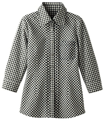 レディースシャツ 【ボストン商会 ボンユニ BON UNI】 パーラー制服 アミューズメント制服 七分袖シャツ ユニフォーム ギンガムチェック 54208-95 黒×白 レディースシャツ 【ボストン商会 ボンユニ BON UNI】 パーラー制服 アミューズメント制服 七分袖シャツ ユニフォーム ギンガムチェック 54208-95 黒×白
