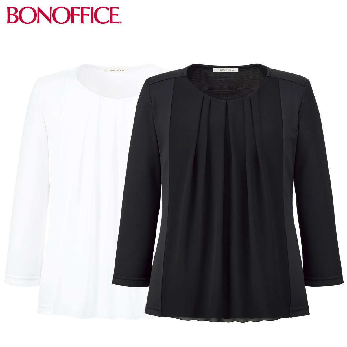 シフォン切替え七分袖ニット BCK7107 S〜3L ボンマックス BONMAX 女性用 2色展開