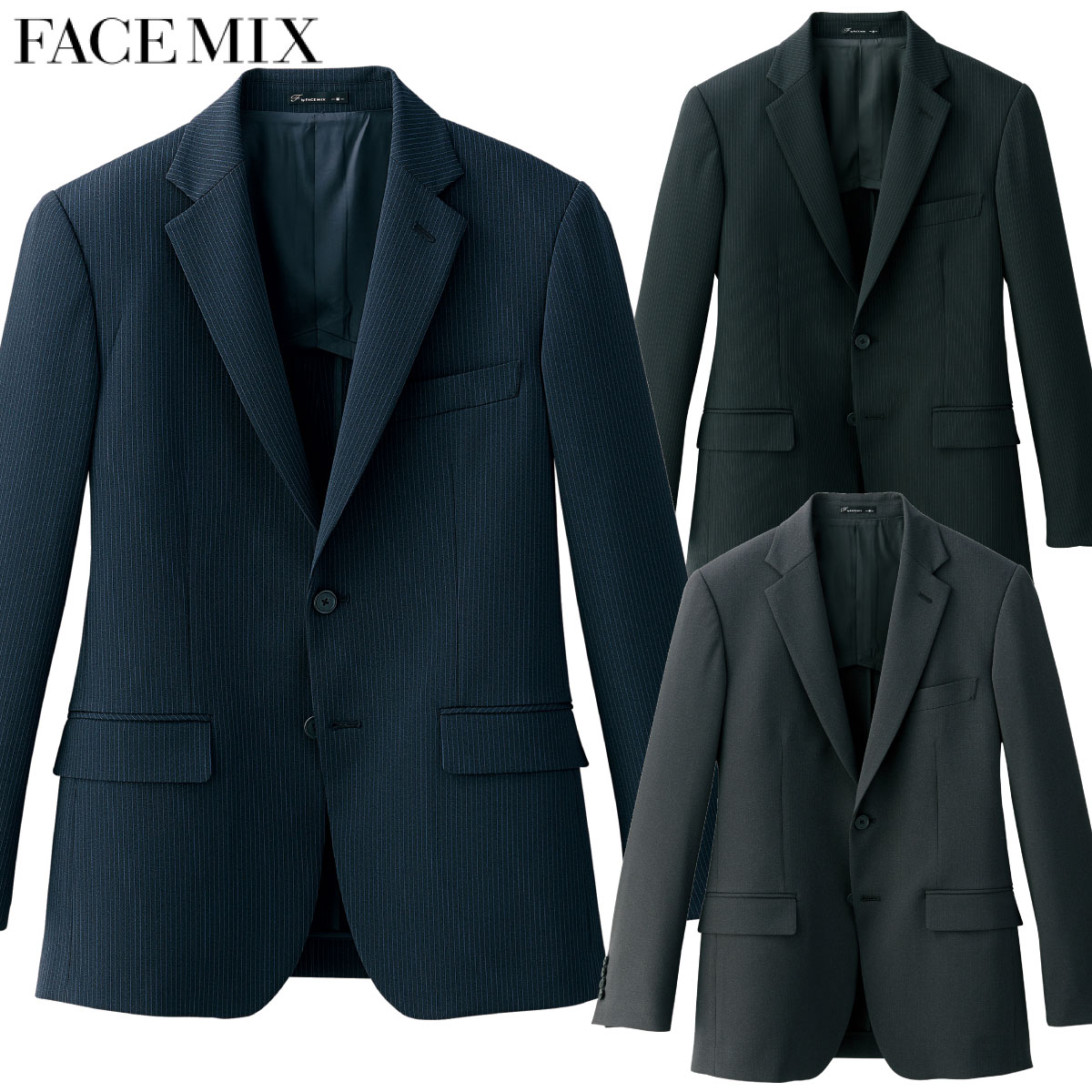 メンズスリムストレッチジャケット FJ0014M S〜LL 男性用 FACEMIX フェイスミックス 3色展開