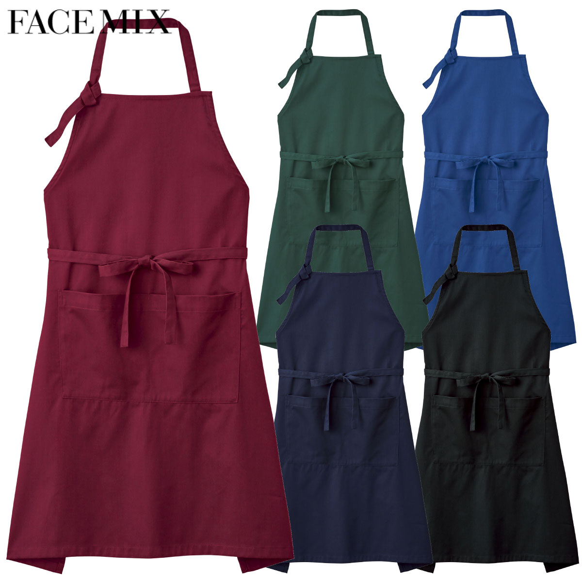 胸当てエプロン FK7181 フリーサイズ フェイスミックス FACEMIX 5色展開