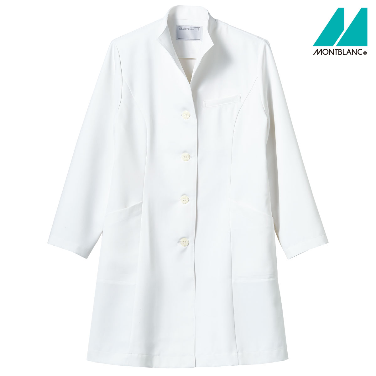 DOCTOR COAT スタンドカラーでスタイリッシュに。 【生地】 ■シワになりにくい「フルダル制電ストレッチツイル」 パウダータッチで上質感のある肌ざわりの素材。ほどよく体にフィットするストレッチ性と仕立て映えの良さが特徴です。 【DETAIL】 【MATERIAL】 素材/フルダル制電ストレッチツイル （ポリエステル100％） ■女性用（レディス） ■長袖 ■シングル ■SEK（制菌加工） ■透け防止 ■制電 ■防汚 【COLOR】 ■71-221.白 【SIZE】 ★☆同素材商品はこちら☆★